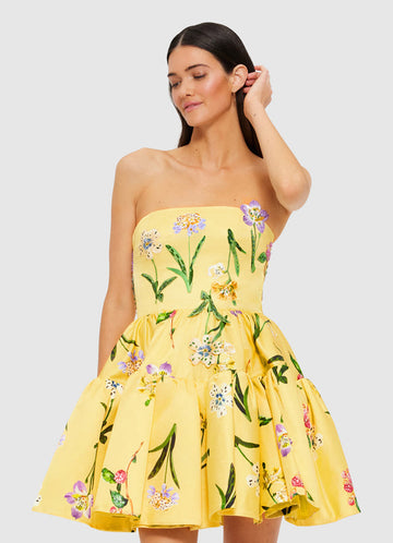 Party Bustier Mini Dress -Wild Flower in Sorbet