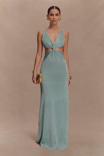 Light Green Cut - Out Twist Maxi Dress