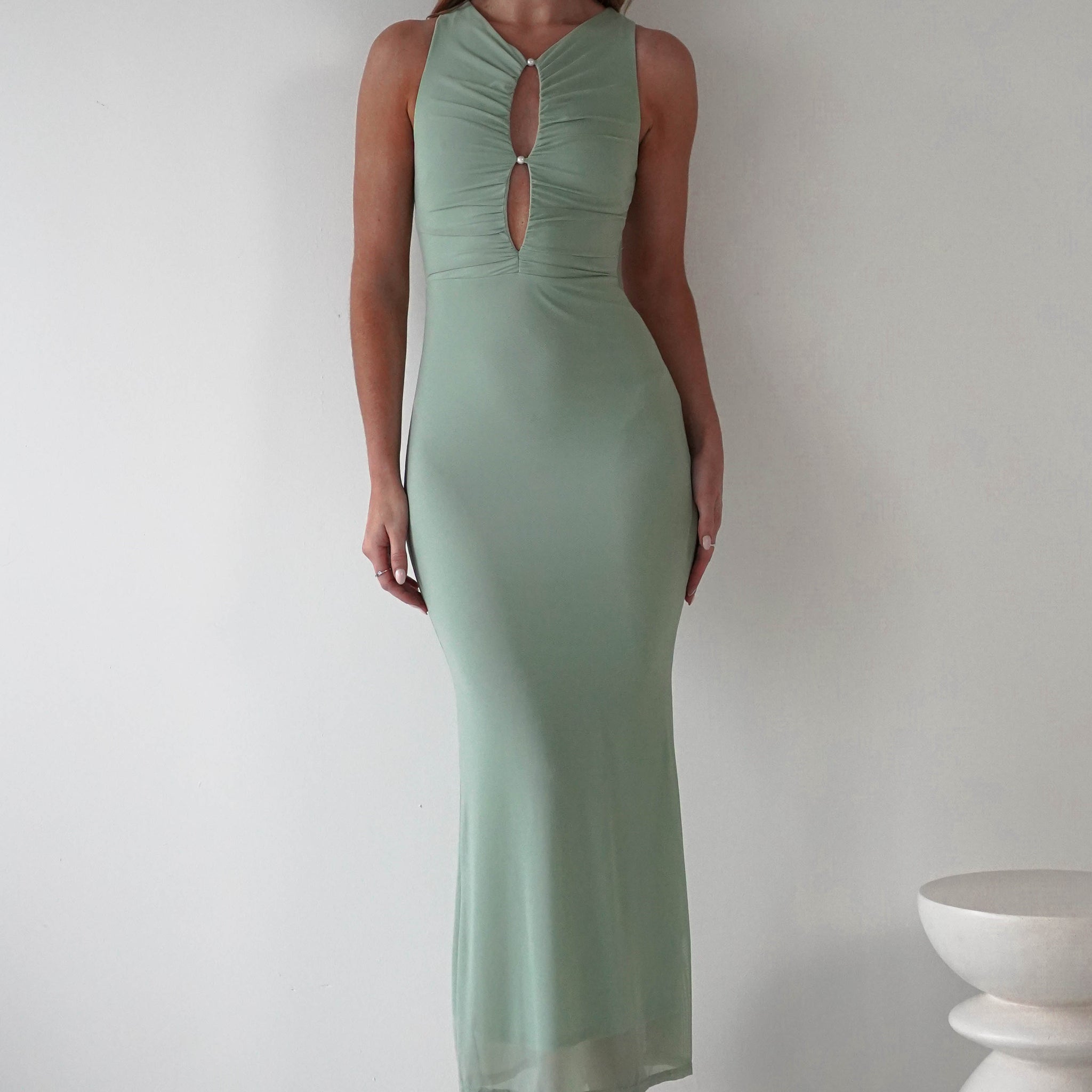 Hallie Mesh Bodycon Maxi Dress | Sage