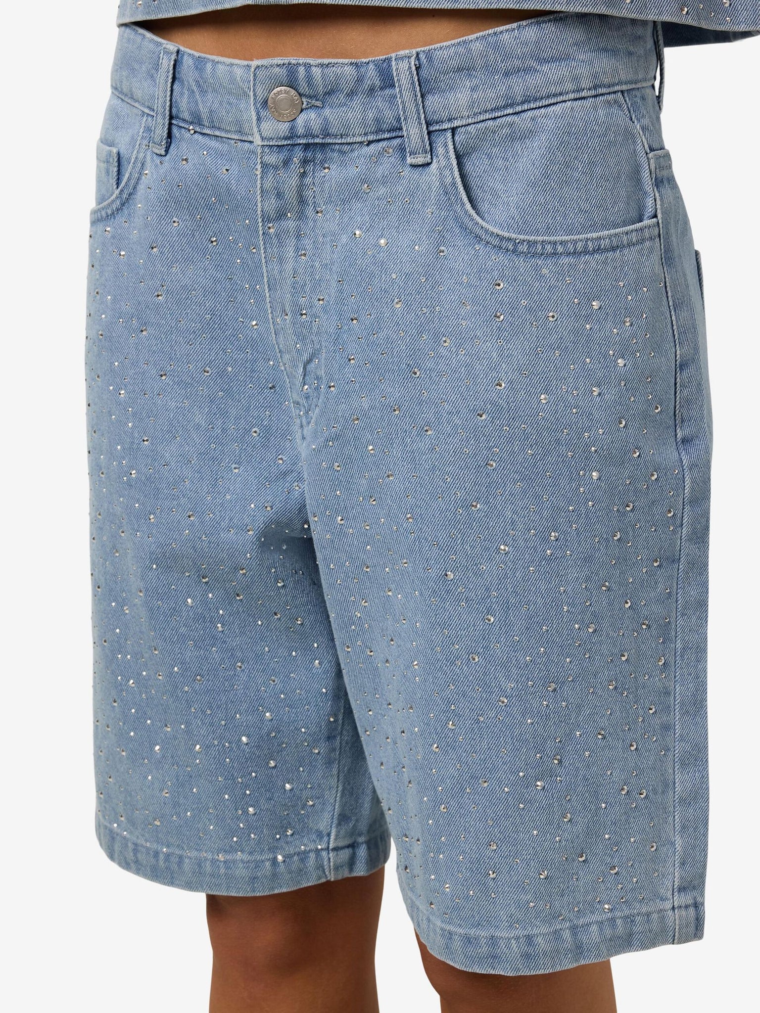 Sparkling Diamond Denim Shorts