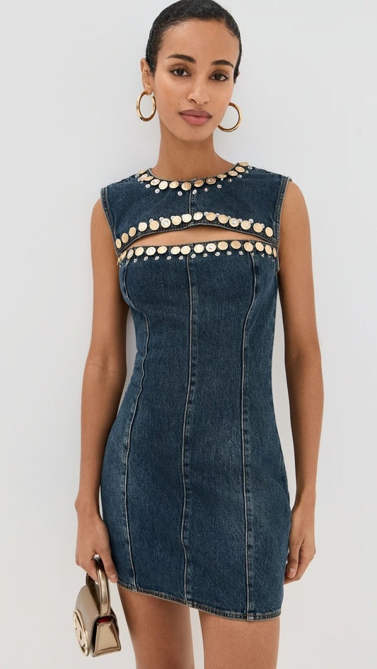 Crystal cut out mini dress