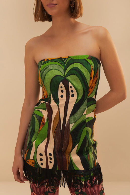 Green coconut tree tassel dress pants
