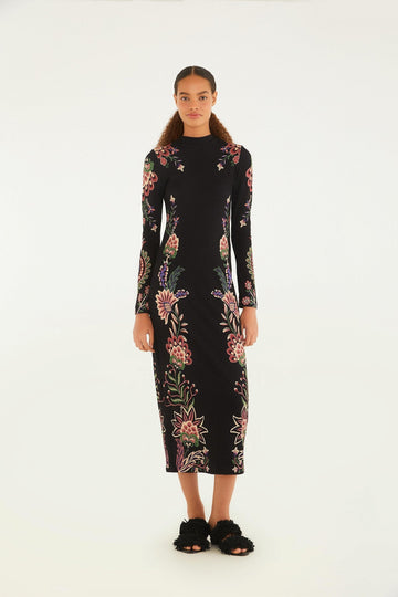 Wonderful Garden Print Midi Dress