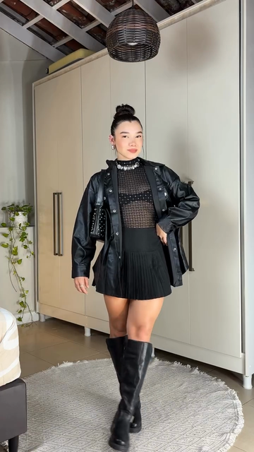 Oversized Black Leather Vest