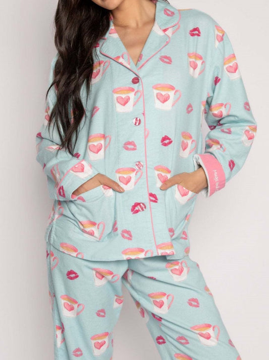 Heart and Lip Print Pajama Set
