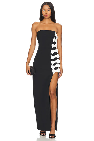 Off-the-shoulder bow crepe gown