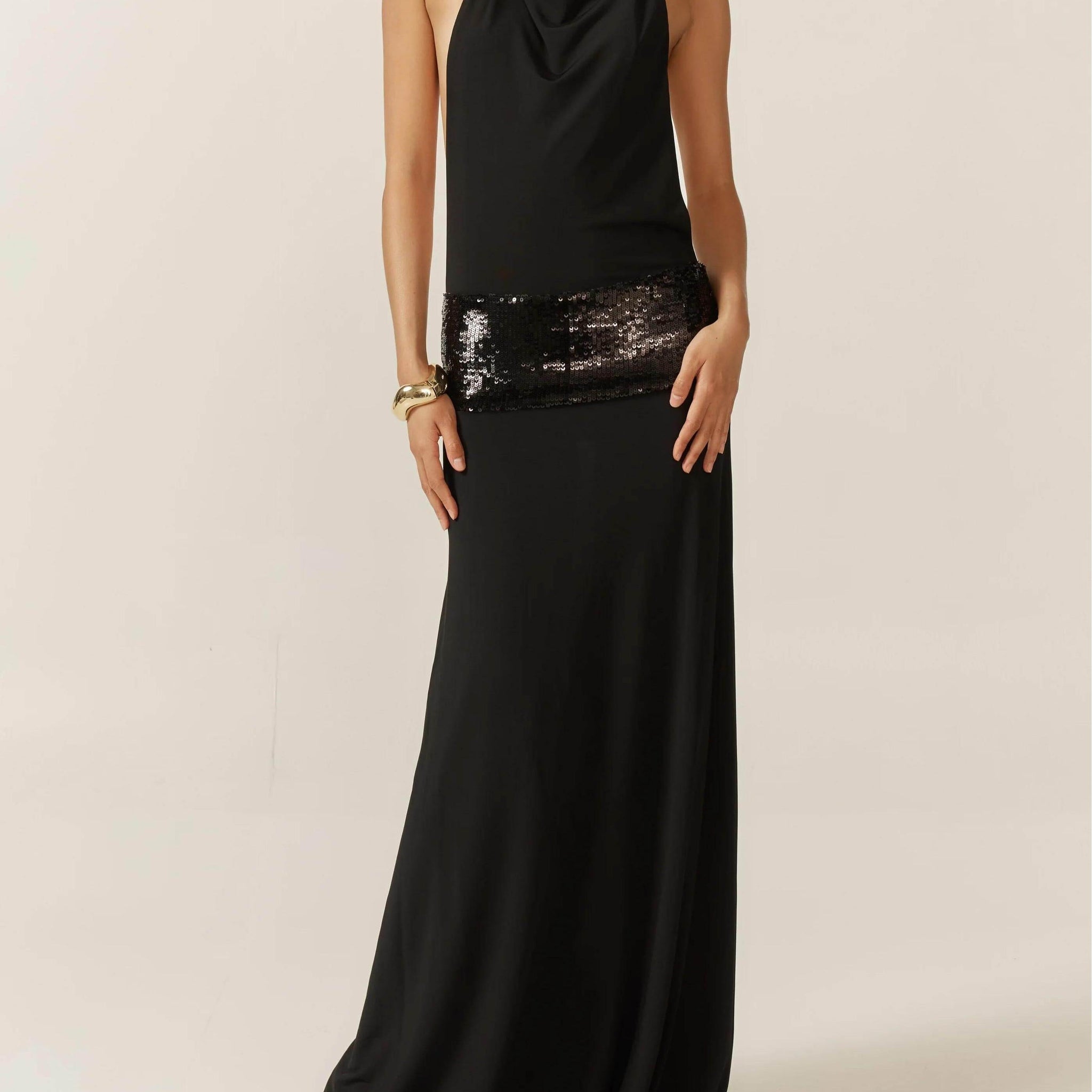 Adele Halter Black Gown