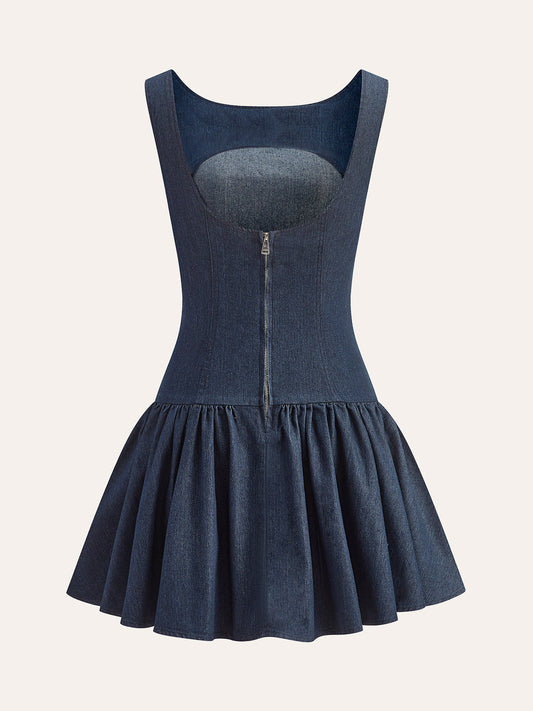 Denim Sleeveless Flare Dress