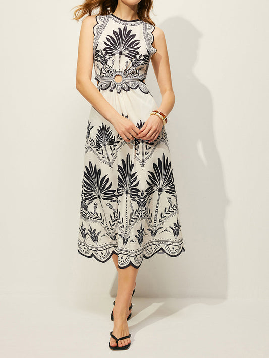 Boho Floral Cut-Out Dress