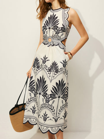 Boho Floral Cut-Out Dress