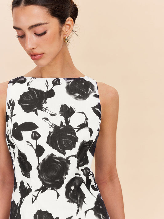 Backless Floral Print Dress