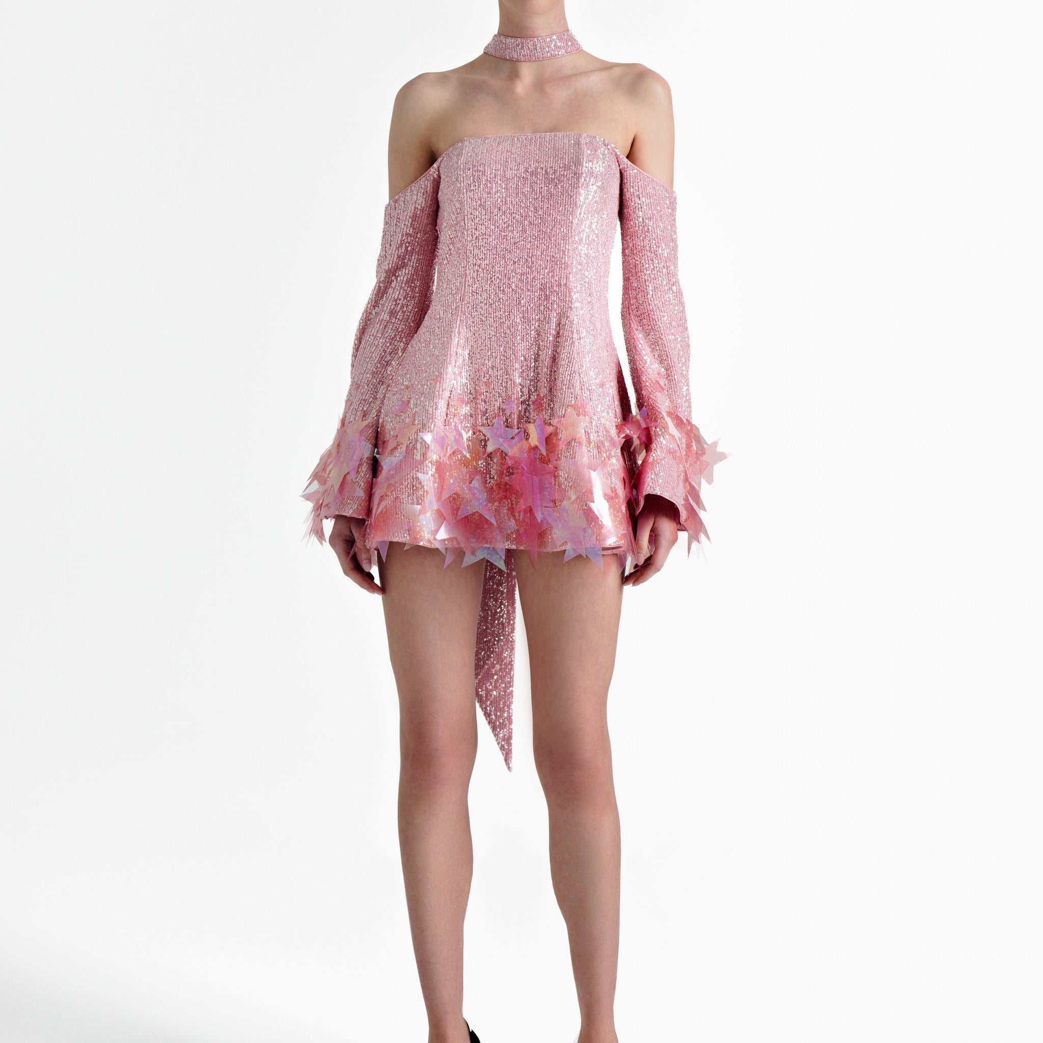 Pink Growing Star Off-Shoulder Dress