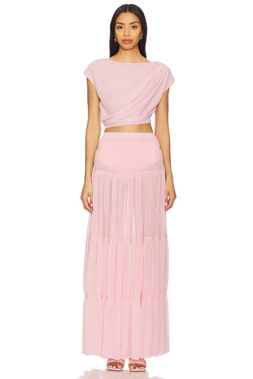 Light Pink Pleated Skirt Suit