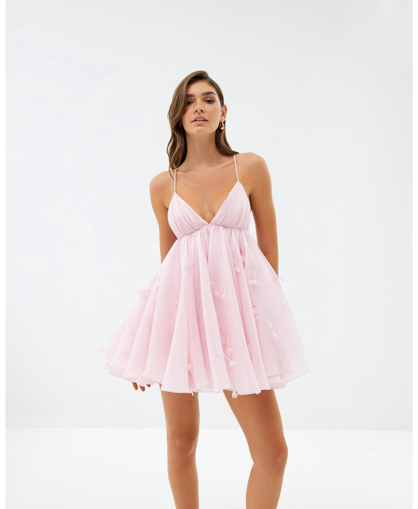 Holiday V-neck Hand-appliqued Dress