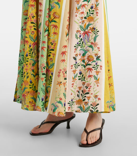 Delicate Floral Stripes Multicolor Maxi Dress