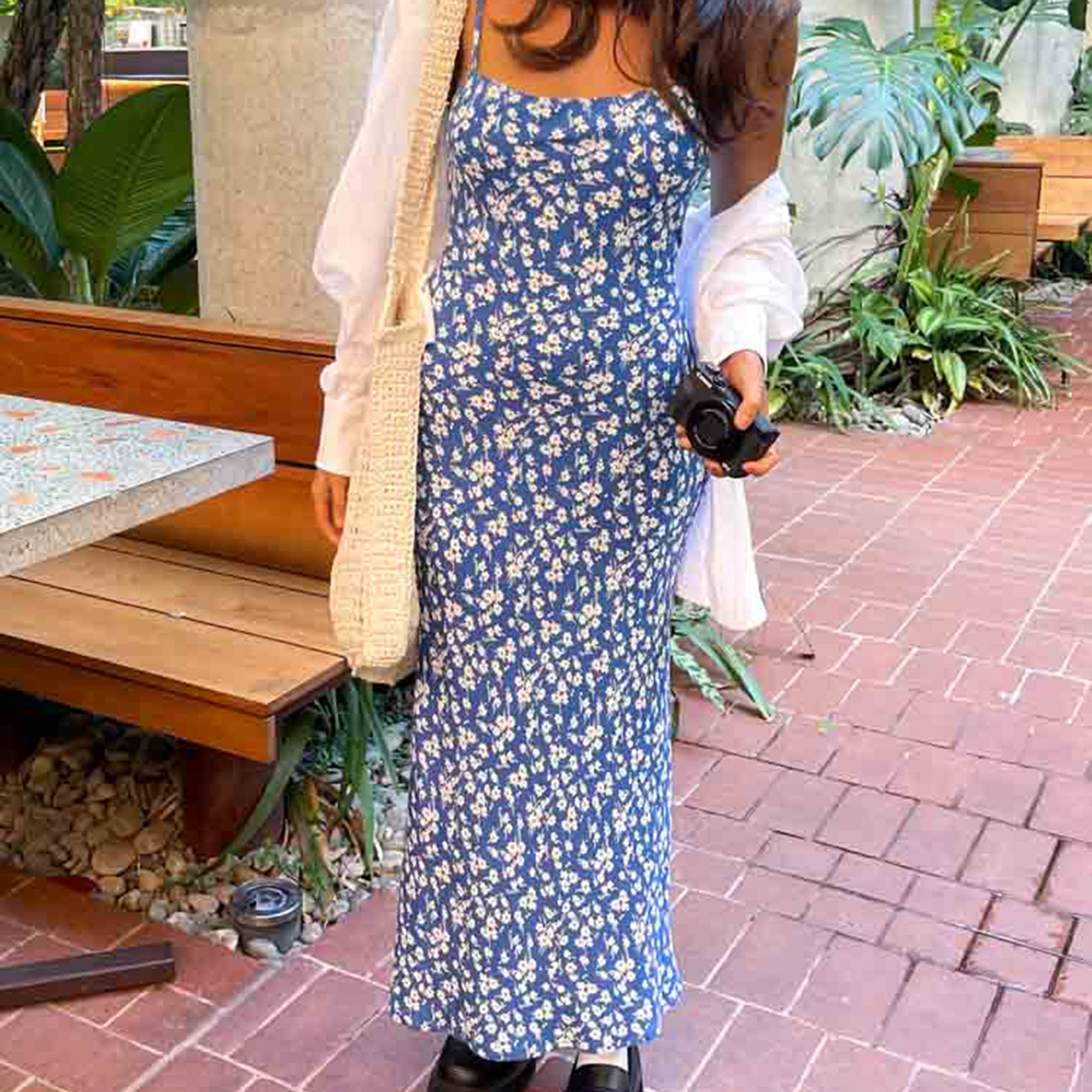 Delphine Blue Floral Midi Dress