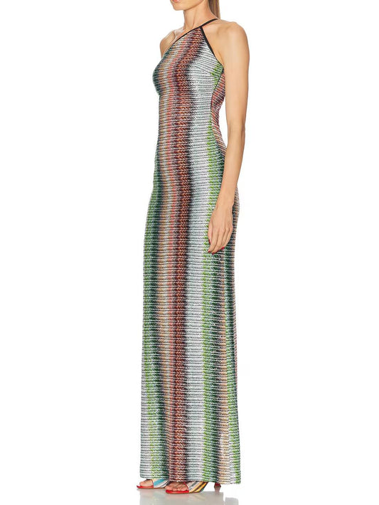 Gilded Corset Slit Maxi Dress