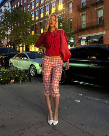 Casual Plaid Overalls and Tops Set