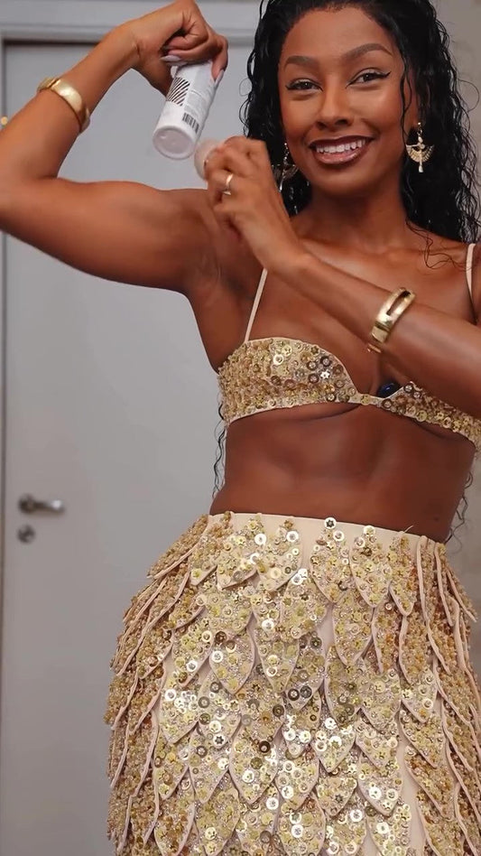 Rose Gold Leaf Sequin Embroidery Skirt Set