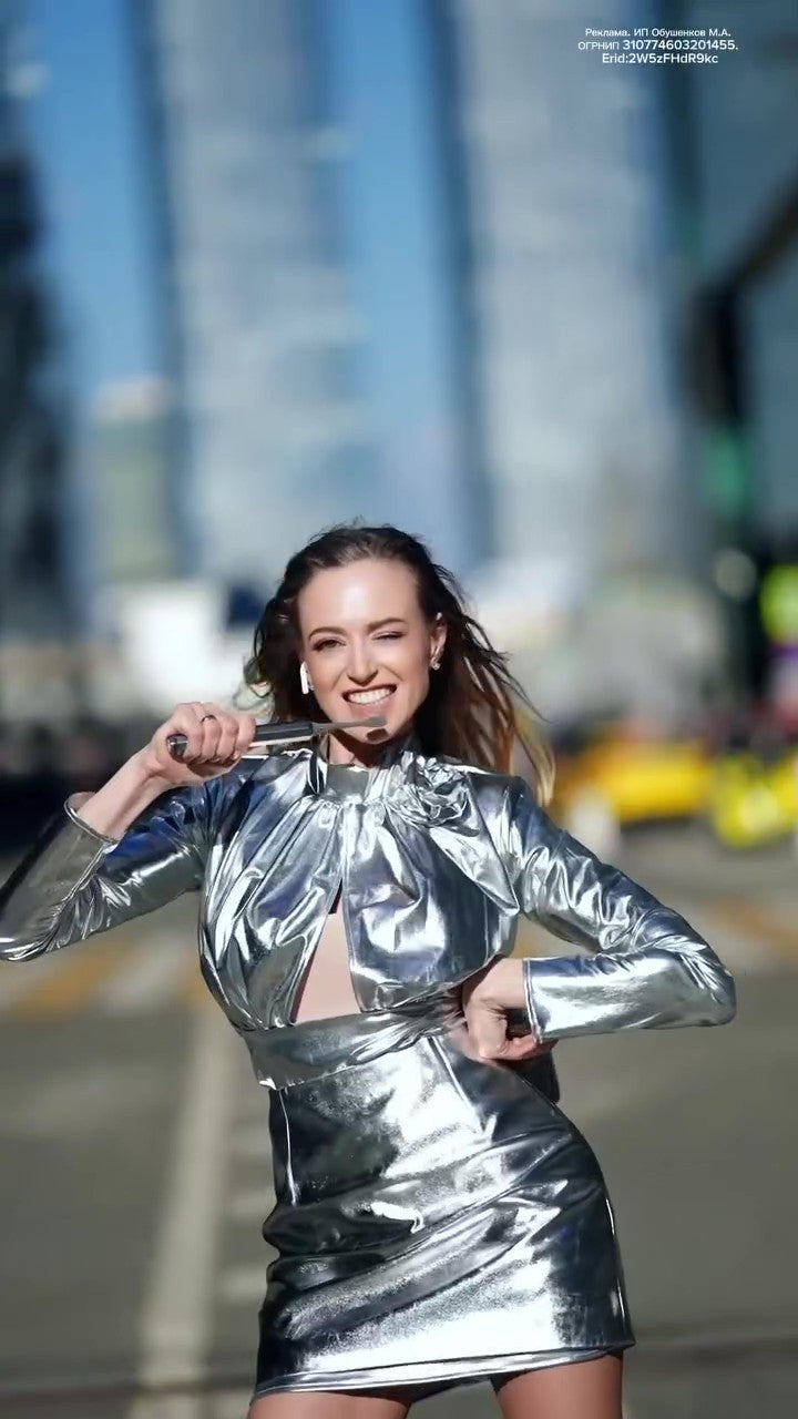 Silver leather party dress