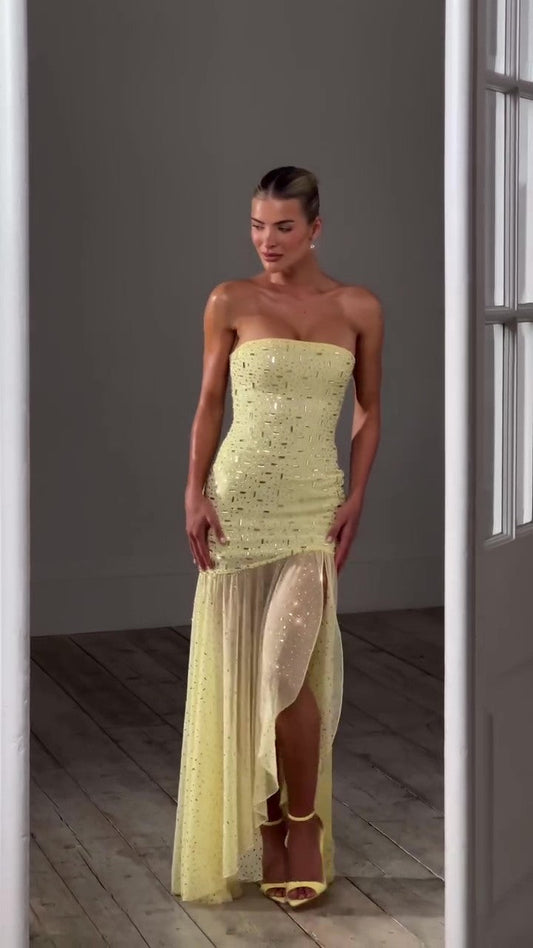 Sparkling Diamond Off-the-shoulder Fishtail Dress