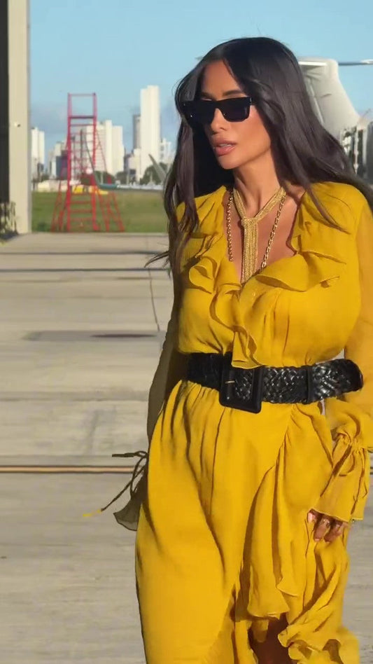 Bohemian deep v wrap dress with belt