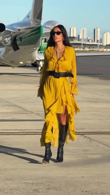 Bohemian deep v wrap dress with belt