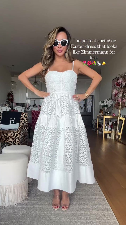 Holiday white hollow dress