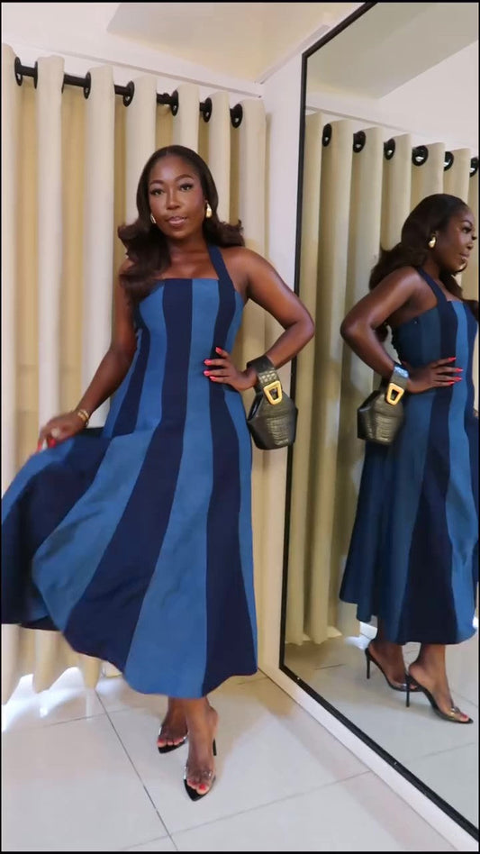 Denim Colorblock Resort Dress