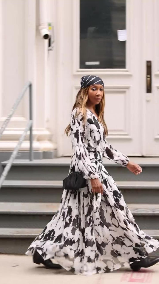 Resort Abstract Print Flowy Dress