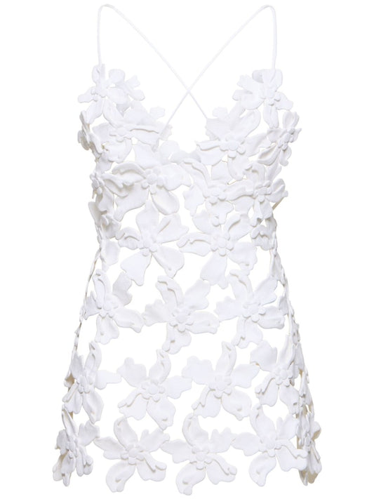3d embroidered flower hollow dress