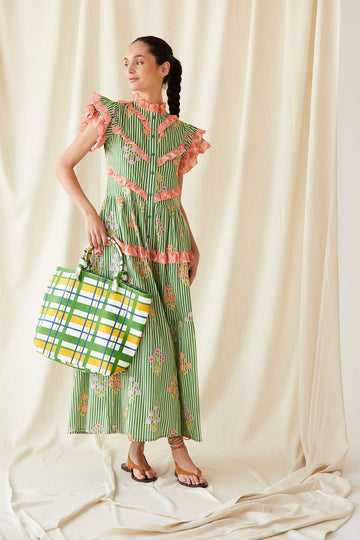 Ruffle Striped Floral Dress