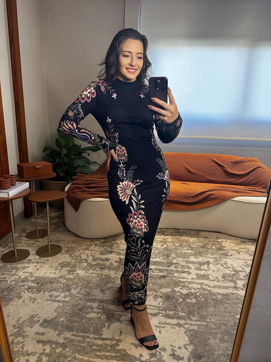 Wonderful Garden Print Midi Dress