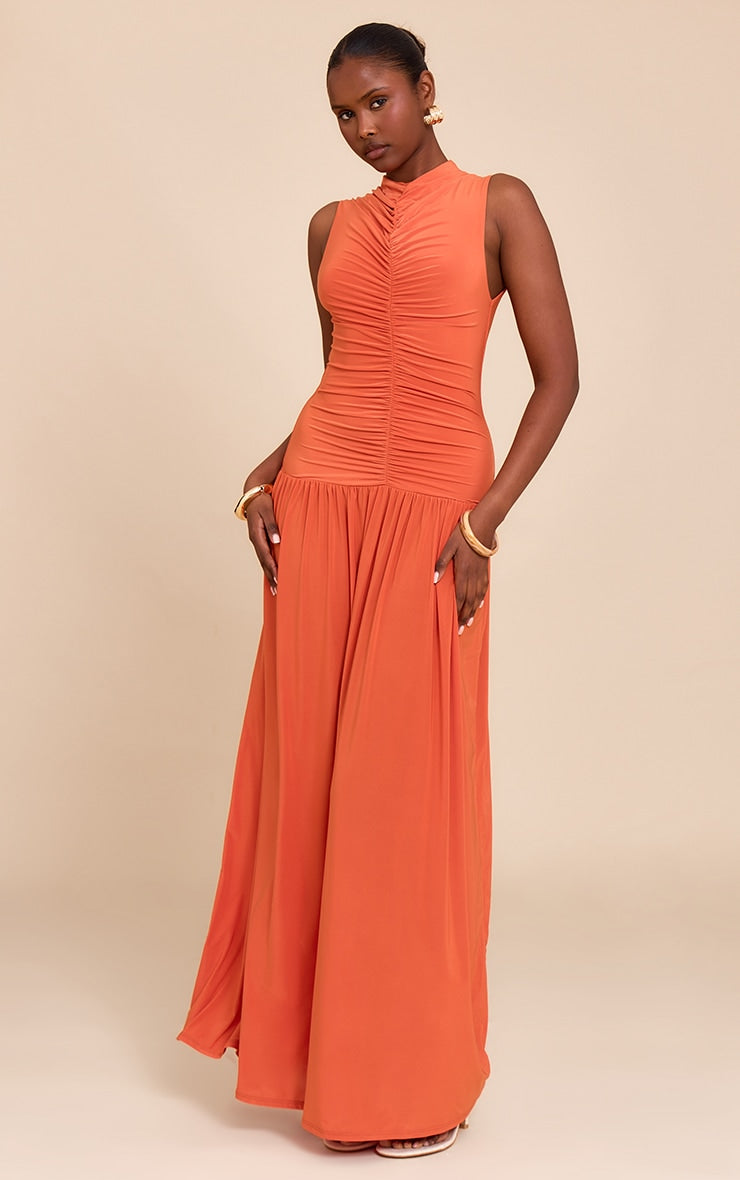 Ruched Sleeveless Maxi Dress