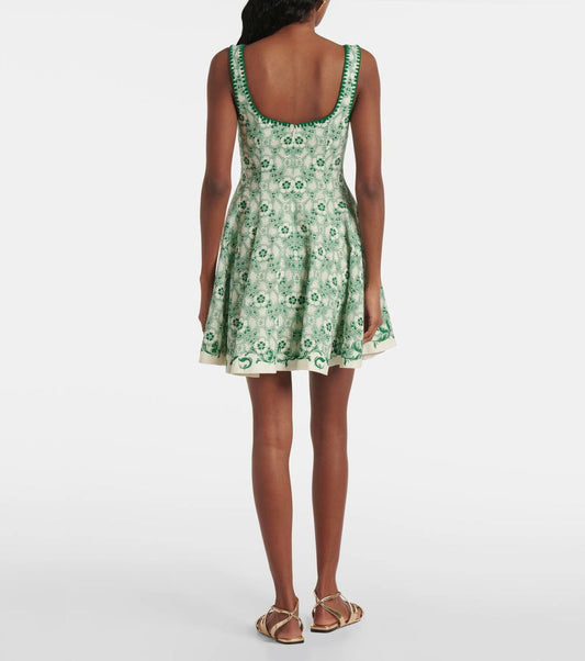 Printed Square - Neck Fit and  Flare Mini Dress