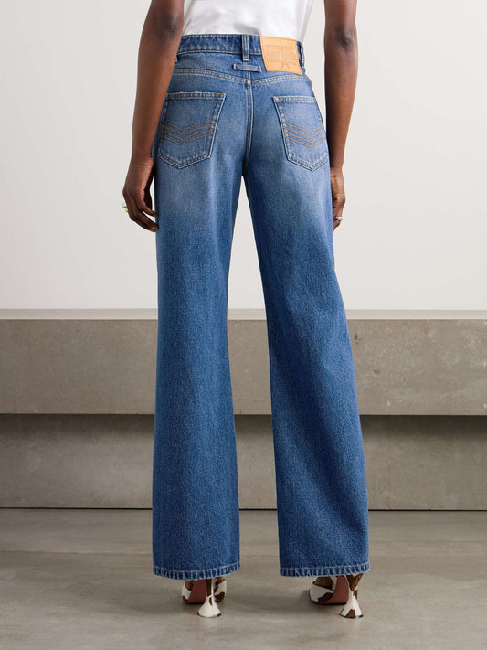 Embellished low-rise wide-leg jeans